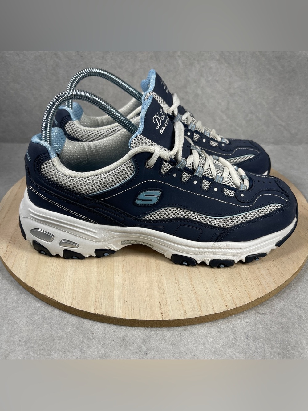 Skechers D'Lites Womens Size 9  Blue White Athletic Running Shoes Sneakers Wide